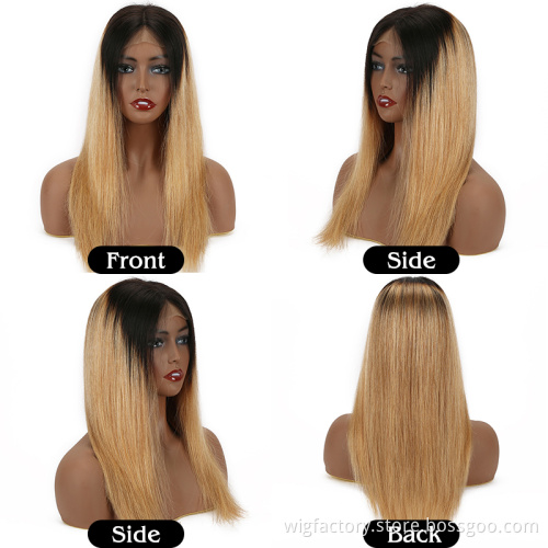 cheap wigs with lowest price,two tone color t1b/27 4*4 closure lace wig human hair